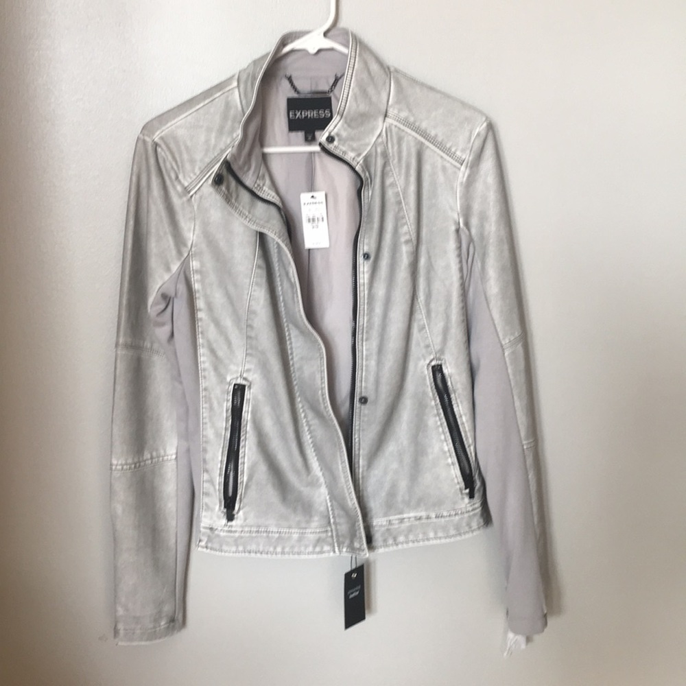 NWT Express moto Jacket light gray, medium.